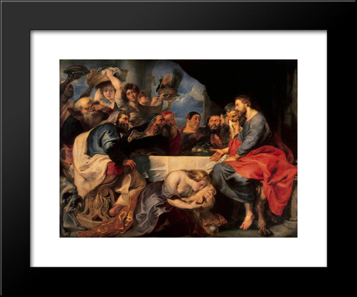 Christ At Simon The Pharisee 20x24 Black Modern Wood Framed Art Print Poster by Rubens, Peter Paul