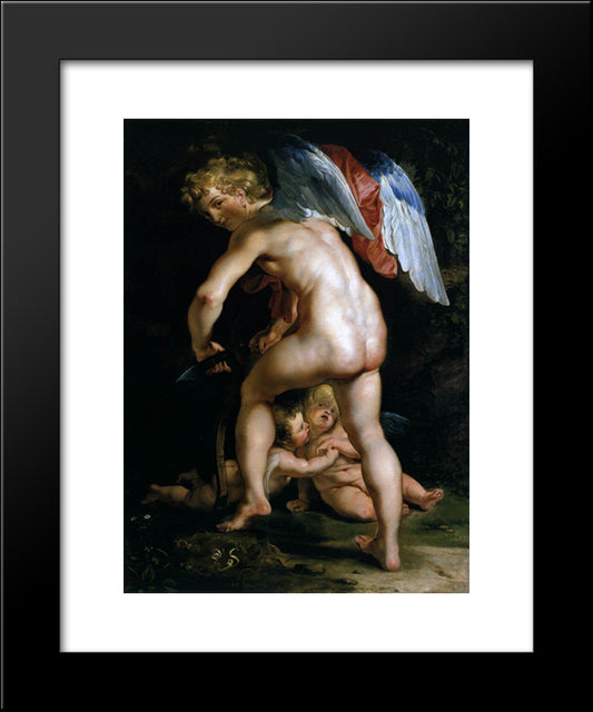 Cupid Making His Bow 20x24 Black Modern Wood Framed Art Print Poster by Rubens, Peter Paul