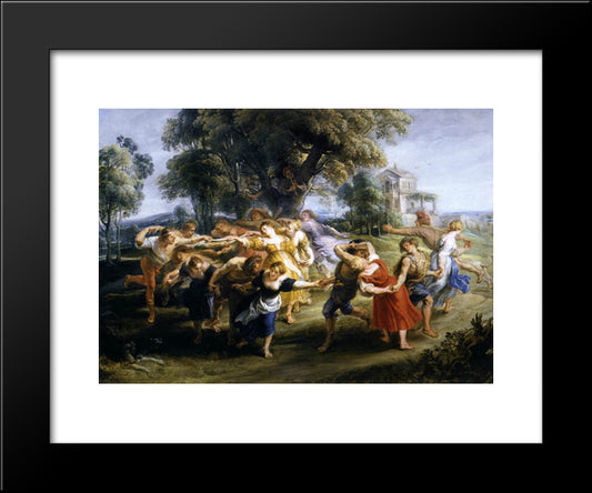 Dance Of Italian Villagers 20x24 Black Modern Wood Framed Art Print Poster by Rubens, Peter Paul