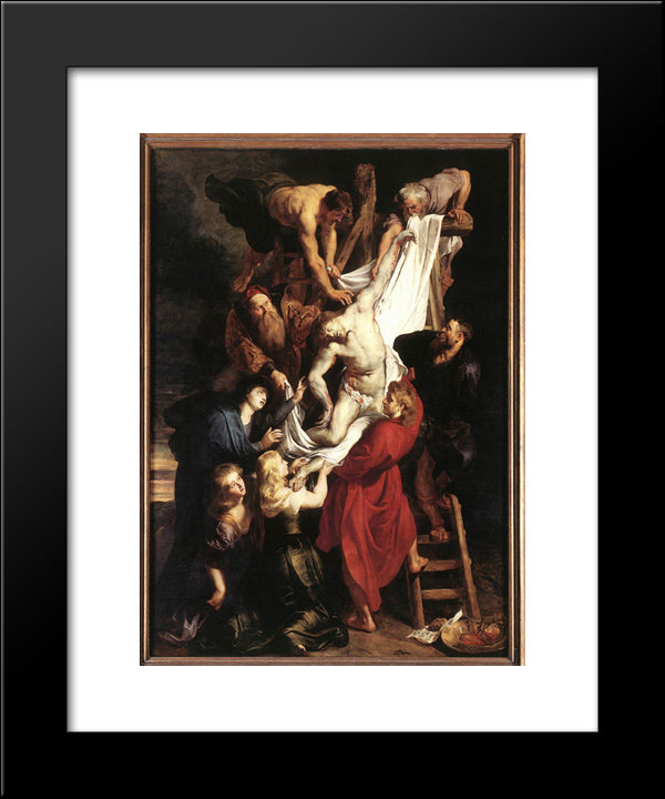 Descent From The Cross (Centre Panel) 20x24 Black Modern Wood Framed Art Print Poster by Rubens, Peter Paul