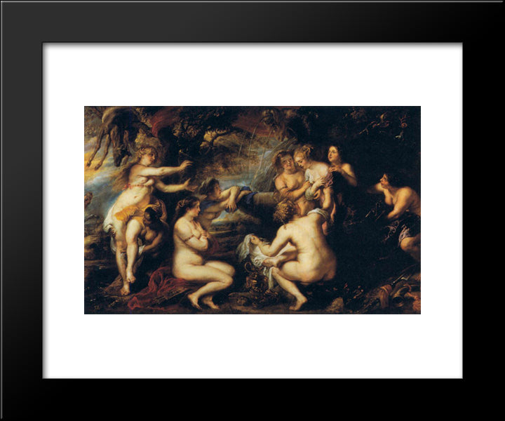 Diana And Callisto 20x24 Black Modern Wood Framed Art Print Poster by Rubens, Peter Paul