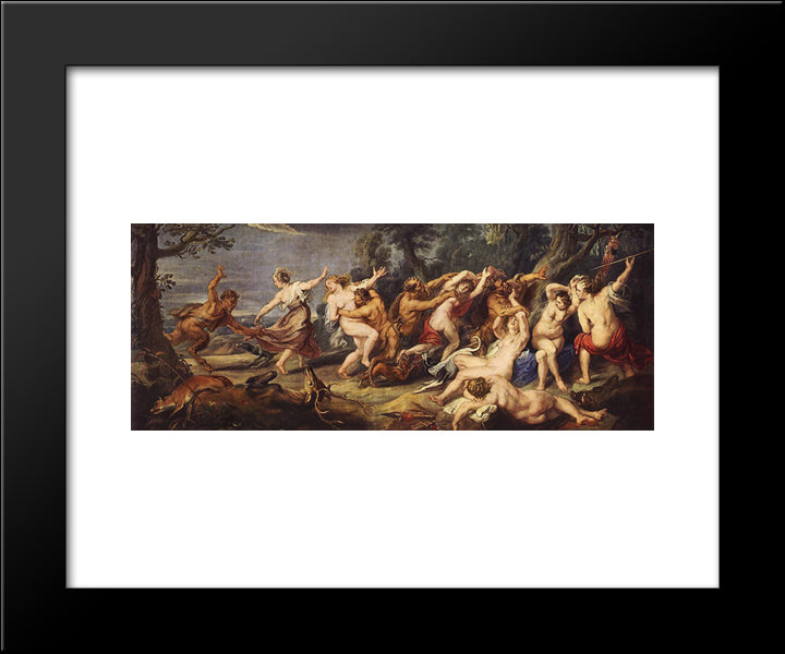 Diana And Her Nymphs Surprised By The Fauns 20x24 Black Modern Wood Framed Art Print Poster by Rubens, Peter Paul