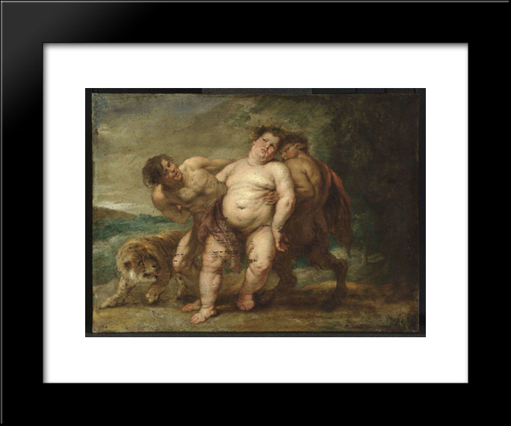 Drunken Bacchus With Faun And Satyr 20x24 Black Modern Wood Framed Art Print Poster by Rubens, Peter Paul