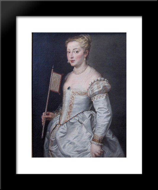 Girl With Fan 20x24 Black Modern Wood Framed Art Print Poster by Rubens, Peter Paul