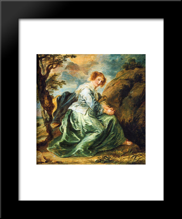 Hagar In The Desert 20x24 Black Modern Wood Framed Art Print Poster by Rubens, Peter Paul