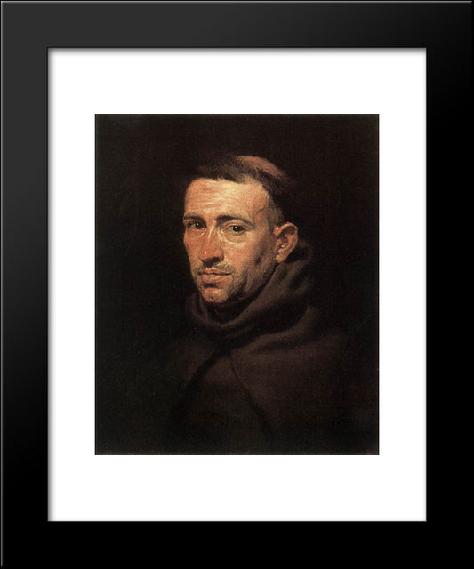 Head Of A Franciscan Friar 20x24 Black Modern Wood Framed Art Print Poster by Rubens, Peter Paul