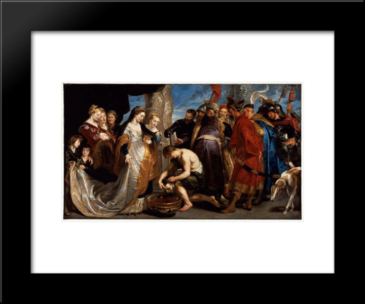 Head Of Cyrus Brought To Queen Tomyris 20x24 Black Modern Wood Framed Art Print Poster by Rubens, Peter Paul