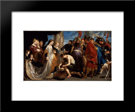 Head Of Cyrus Brought To Queen Tomyris 20x24 Black Modern Wood Framed Art Print Poster by Rubens, Peter Paul