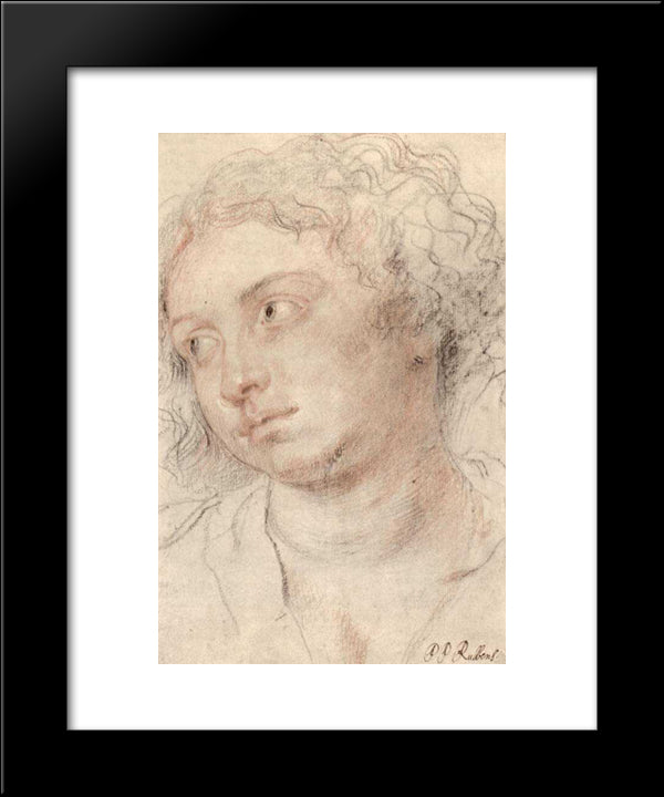 Head Of Woman 20x24 Black Modern Wood Framed Art Print Poster by Rubens, Peter Paul