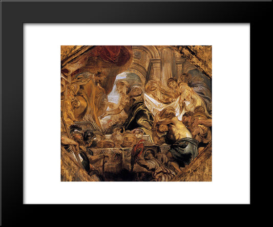 King Solomon And The Queen Of Sheba 20x24 Black Modern Wood Framed Art Print Poster by Rubens, Peter Paul