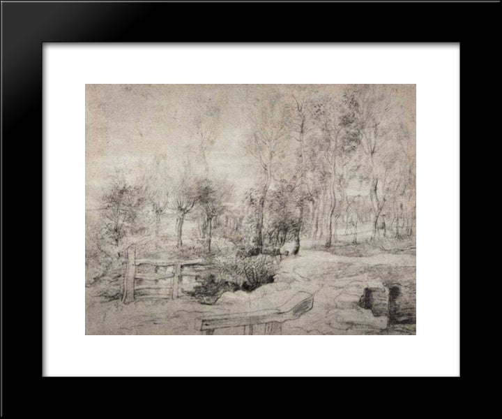 Landscape With A Trees 20x24 Black Modern Wood Framed Art Print Poster by Rubens, Peter Paul