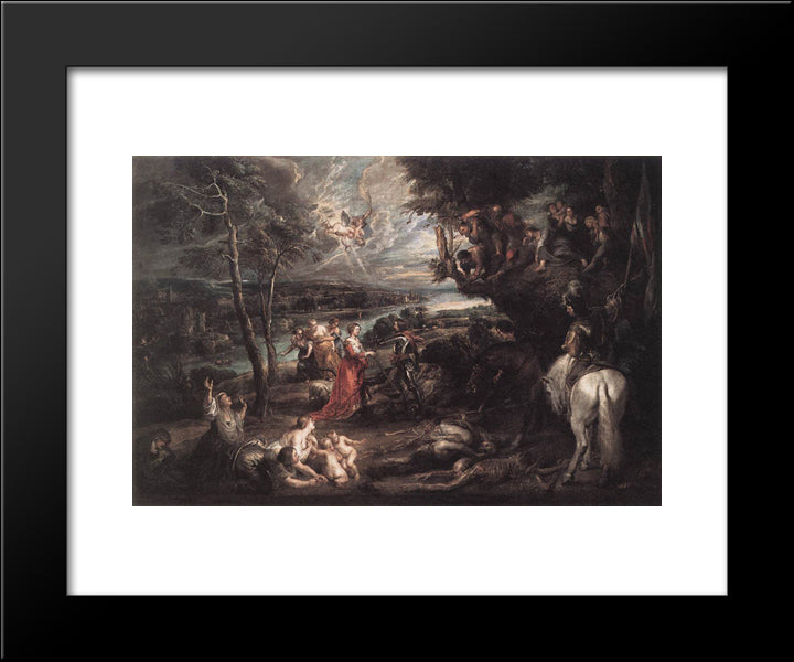 Landscape With Saint George And The Dragon 20x24 Black Modern Wood Framed Art Print Poster by Rubens, Peter Paul