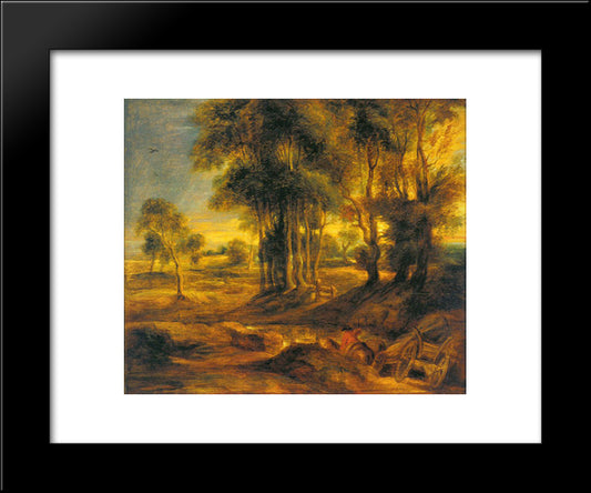 Landscape With The Carriage At The Sunset 20x24 Black Modern Wood Framed Art Print Poster by Rubens, Peter Paul