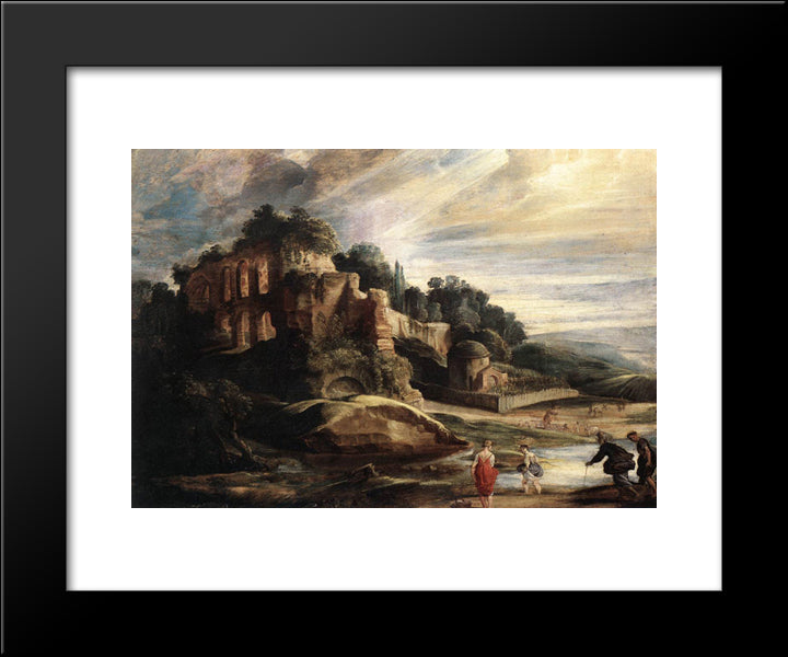 Landscape With The Ruins Of Mount Palatine In Rome 20x24 Black Modern Wood Framed Art Print Poster by Rubens, Peter Paul