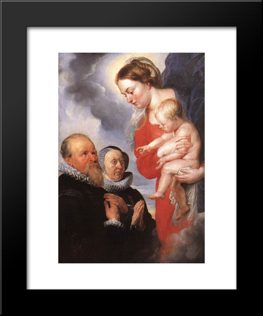 Madonna And Child With The Donors Alexandre Goubeau And His Wife Anne Antoni 20x24 Black Modern Wood Framed Art Print Poster by Rubens, Peter Paul