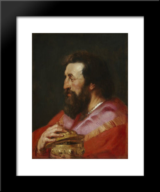 Melchior, The Assyrian King 20x24 Black Modern Wood Framed Art Print Poster by Rubens, Peter Paul