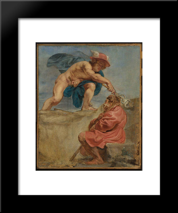 Mercury And A Sleeping Herdsman 20x24 Black Modern Wood Framed Art Print Poster by Rubens, Peter Paul