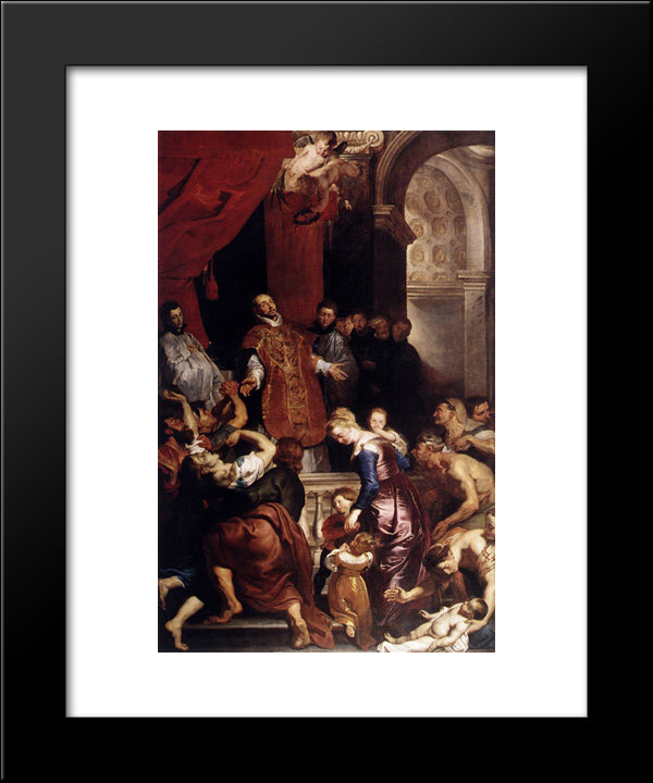 Miracles Of St. Ignatius 20x24 Black Modern Wood Framed Art Print Poster by Rubens, Peter Paul