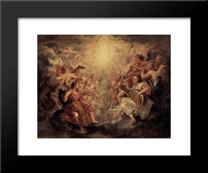 Music Making Angels 20x24 Black Modern Wood Framed Art Print Poster by Rubens, Peter Paul