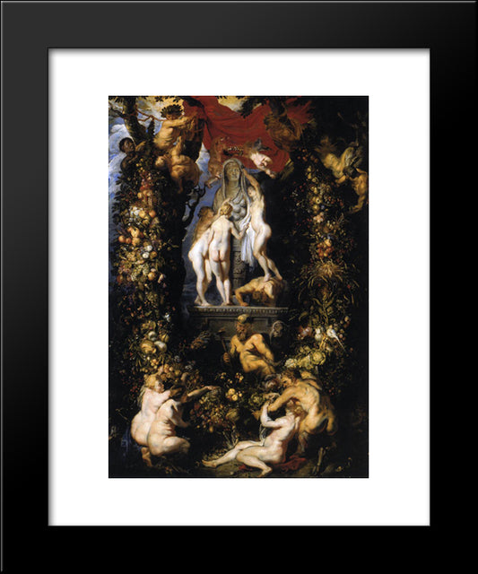 Nature Adorning The Three Graces 20x24 Black Modern Wood Framed Art Print Poster by Rubens, Peter Paul