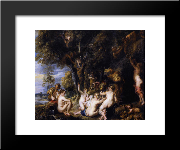 Nymphs And Satyrs 20x24 Black Modern Wood Framed Art Print Poster by Rubens, Peter Paul