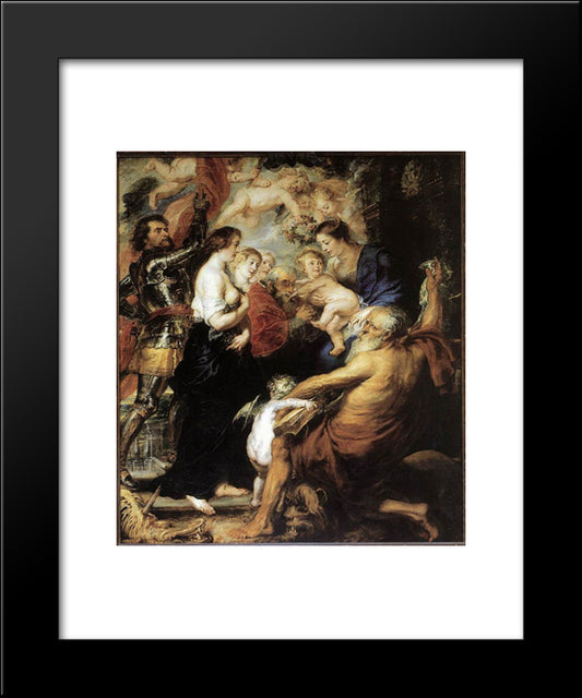 Our Lady With The Saints 20x24 Black Modern Wood Framed Art Print Poster by Rubens, Peter Paul