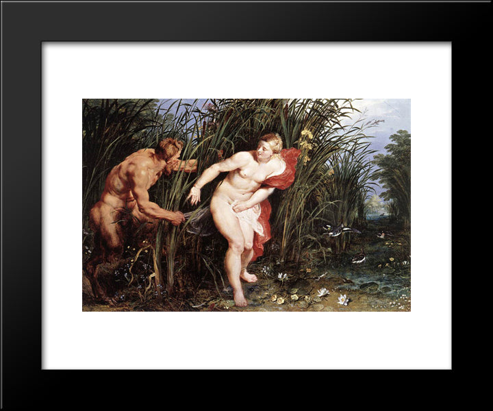 Pan And Syrinx 20x24 Black Modern Wood Framed Art Print Poster by Rubens, Peter Paul