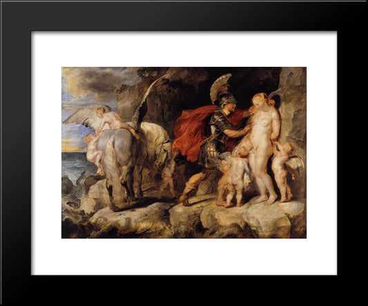 Perseus Freeing Andromeda 20x24 Black Modern Wood Framed Art Print Poster by Rubens, Peter Paul