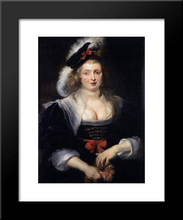 Portrait Of Helene Fourment With Gloves 20x24 Black Modern Wood Framed Art Print Poster by Rubens, Peter Paul