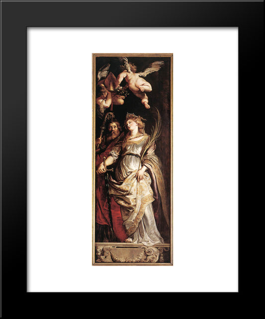 Raising Of The Cross - Sts Eligius And Catherine 20x24 Black Modern Wood Framed Art Print Poster by Rubens, Peter Paul