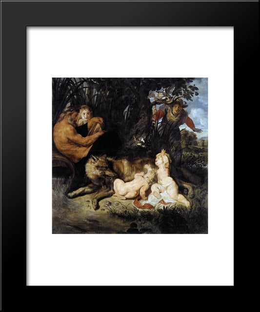 Romulus And Remus 20x24 Black Modern Wood Framed Art Print Poster by Rubens, Peter Paul