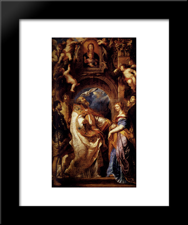 Saint Gregory With Saints Domitilla, Maurus, And Papianus 20x24 Black Modern Wood Framed Art Print Poster by Rubens, Peter Paul