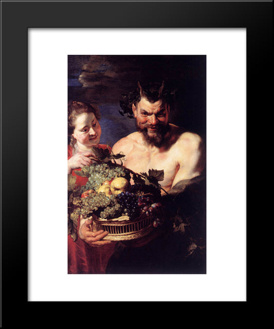 Satyr And Girl 20x24 Black Modern Wood Framed Art Print Poster by Rubens, Peter Paul