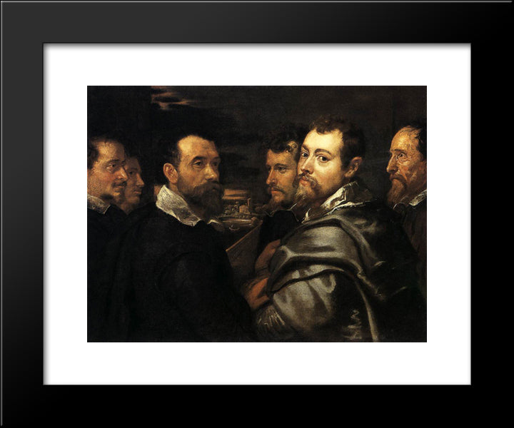 Self-Portrait In A Circle Of Friends From Mantua 20x24 Black Modern Wood Framed Art Print Poster by Rubens, Peter Paul