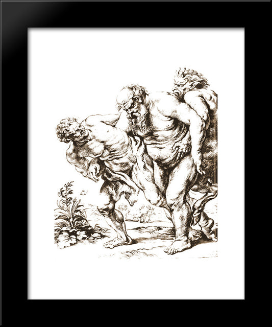 Silenus (Or Bacchus) And Satyrs 20x24 Black Modern Wood Framed Art Print Poster by Rubens, Peter Paul