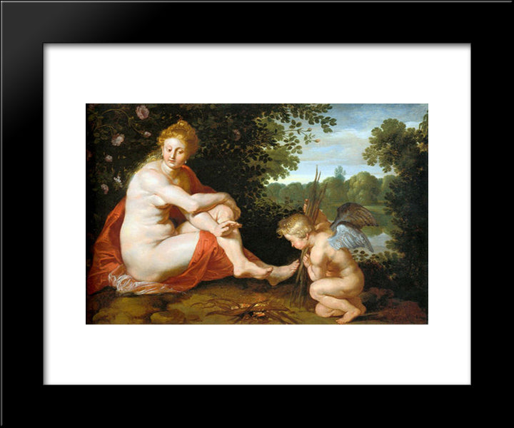 Sine Cerere Et Baccho Friget Venus 20x24 Black Modern Wood Framed Art Print Poster by Rubens, Peter Paul