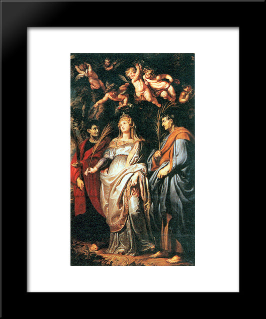 St. Domitilla With St. Nereus And St. Achilleus 20x24 Black Modern Wood Framed Art Print Poster by Rubens, Peter Paul