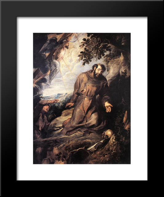 St. Francis Of Assisi Receiving The Stigmata 20x24 Black Modern Wood Framed Art Print Poster by Rubens, Peter Paul