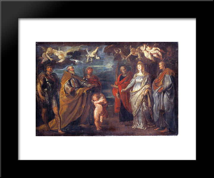 St. George With Martyrs Maurus, Papianus, Domitilla, Nerus And Achilleus 20x24 Black Modern Wood Framed Art Print Poster by Rubens, Peter Paul