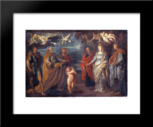 St. George With Martyrs Maurus, Papianus, Domitilla, Nerus And Achilleus 20x24 Black Modern Wood Framed Art Print Poster by Rubens, Peter Paul