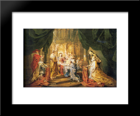 St. Ildefonso Receiving A Priest Cloak 20x24 Black Modern Wood Framed Art Print Poster by Rubens, Peter Paul