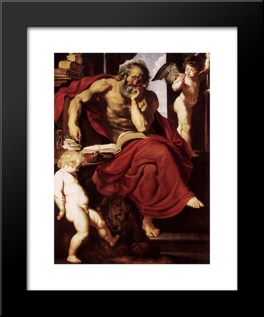 St. Jerome In His Hermitage 20x24 Black Modern Wood Framed Art Print Poster by Rubens, Peter Paul