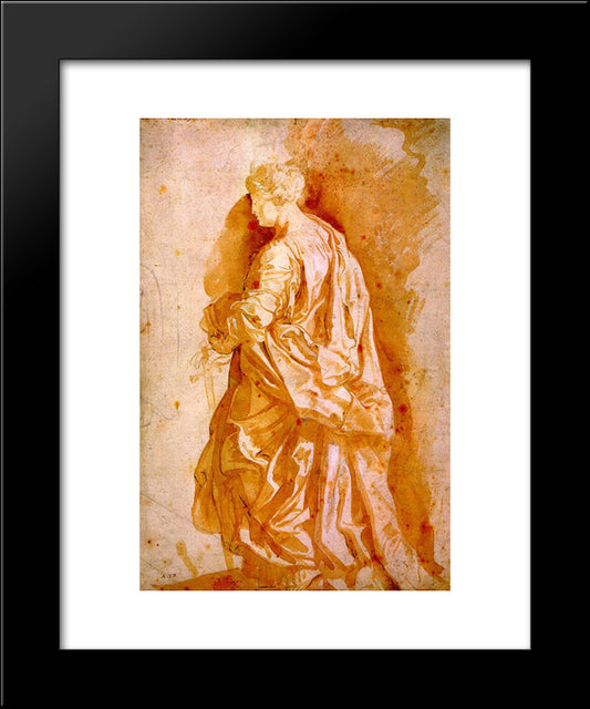 Study For A Standing Female Saint 20x24 Black Modern Wood Framed Art Print Poster by Rubens, Peter Paul