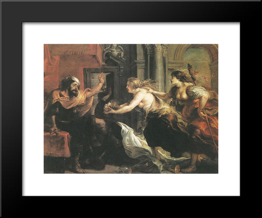 Tereus Confronted With The Head Of His Son Itylus 20x24 Black Modern Wood Framed Art Print Poster by Rubens, Peter Paul