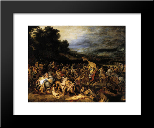 The Battle Of The Amazons 20x24 Black Modern Wood Framed Art Print Poster by Rubens, Peter Paul