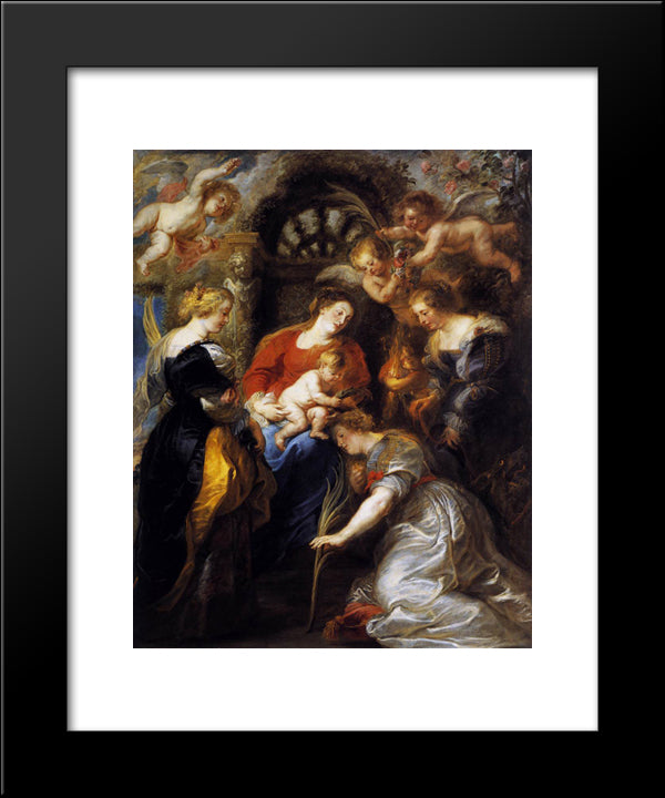 The Crowning Of St. Catherine 20x24 Black Modern Wood Framed Art Print Poster by Rubens, Peter Paul