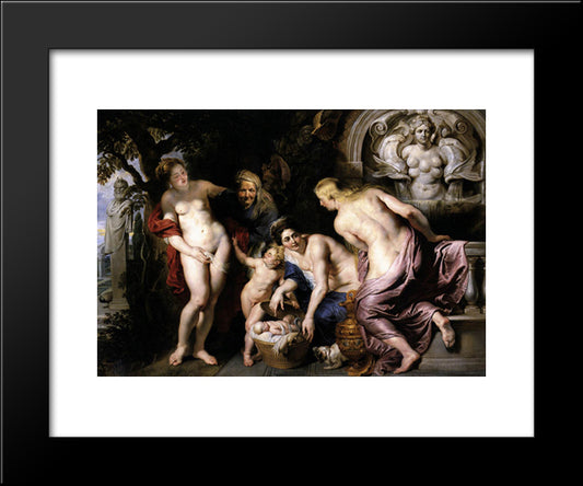 The Discovery Of The Child Erichthonius 20x24 Black Modern Wood Framed Art Print Poster by Rubens, Peter Paul