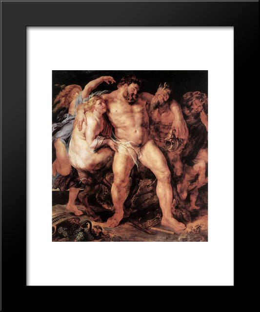 The Drunken Hercules 20x24 Black Modern Wood Framed Art Print Poster by Rubens, Peter Paul