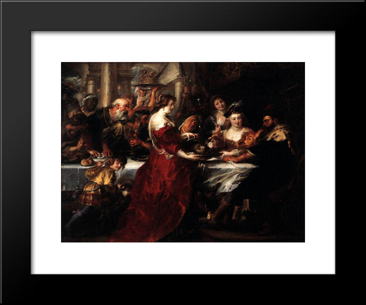 The Feast Of Herod 20x24 Black Modern Wood Framed Art Print Poster by Rubens, Peter Paul