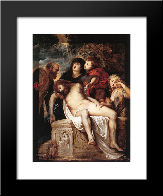 The Holy Family With St. Elizabeth 20x24 Black Modern Wood Framed Art Print Poster by Rubens, Peter Paul